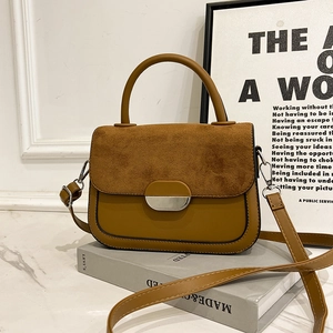 Women Vintage Patchwork Saddle Bag Suede Look PU Leather Crossbody Handbag Contrast Color Small Capacity Flap Bag Daily Travel