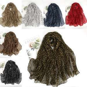 Fashion heart print voile scarf for women in multi-color options and long shawl style