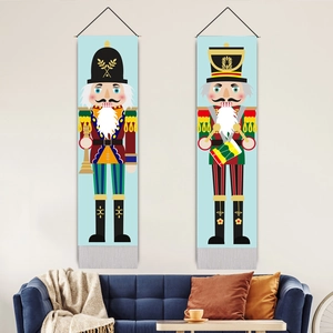 Christmas Nutcracker tapestry set with classic soldier patterns and elegant grey tassels