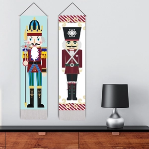 Classic Nutcracker soldier wall hanging set with tassels for Christmas home decoration