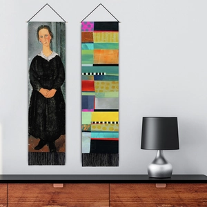 Tenture murale en tissu avec impression de peinture à l'huile classique et glands