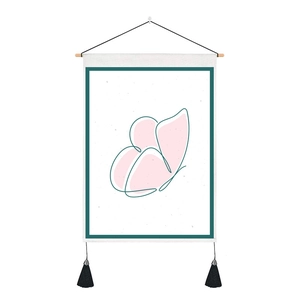 Modern minimalist butterfly wall tapestry with wooden rod and black tassels decoration