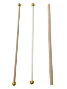 Three-piece hanging scroll accessory set with wooden poles and golden spherical finials