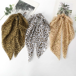 Leopard Print Square Scarf Chiffon Lightweight Hair Band Necktie Small Headscarf Fashion Accessories For Women