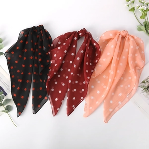Polka Dot Chiffon Square Scarf Lightweight Breathable Neck Tie Head Scarf Retro Fashion Hair Accessory For Women