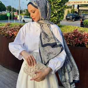 Retro Paisley Floral Print Long Scarf Shawl Satin Like Satin Elegant Soft Pashmina For Women Lightweight Wrap