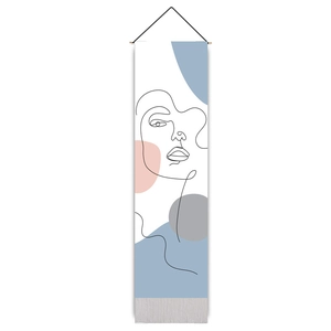 Décoration murale abstraite nordique avec formes géométriques et visage minimaliste