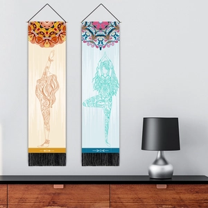 Böhmische Yoga Meditations Wandteppiche mit Quasten für Wohndeko in Blau und Beige