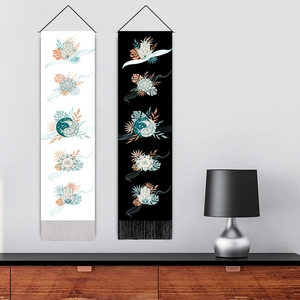 Hamsa Hand and Moon Phase hanging scrolls with tassels for bohemian wall decor