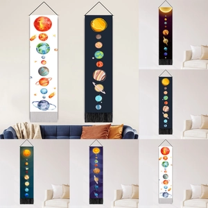Sonnensystem Planeten Wandbehang Wandteppich Pädagogisches Weltraum Poster Mit Holzstange Und Quasten Für Kinderzimmer Deko