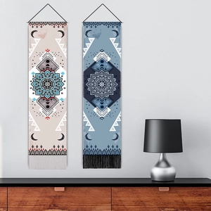 Bohemian mandala wall hanging tapestry with moon patterns and elegant tassels