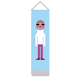 Arazzo da parete minimalista con illustrazione moderna a colori e cornice in legno