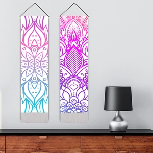 Bohemian mandala hanging tapestries with pink and purple gradients and tassels