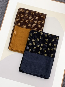 Detailed view of lightweight floral voile scarves featuring vintage patchwork print design