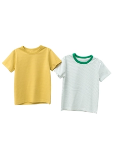 Boys Summer Striped Short Sleeve T-Shirt Lycra Cotton Round Neck Breathable Casual Striped Top For Kids Baby Clothes