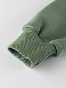 Morandi green kids sweatshirt with ribbed cuffs made of soft cotton fleece fabric