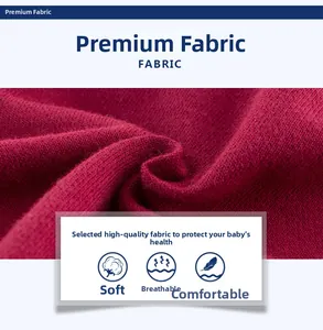 Close-up of deep red knit fabric showing breathable and soft cotton texture for boys' pants