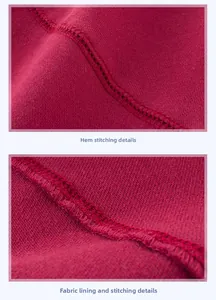 Detail of dark red cotton boy's sports pants showing high-quality stitching and fleece lining