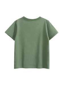 T-shirt à manches courtes en coton vert armée pour enfants avec vue arrière minimaliste