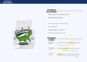 Detail view of cotton kids tank top featuring a cute green crocodile cartoon print