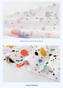Detailed macro view of fabric texture and stitching on white printed kids t-shirt