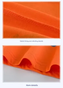 Detail aus hochwertigem orangem Strickstoff mit präziser Doppelnaht und Saumverarbeitung