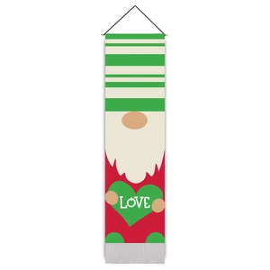 Nordic Christmas gnome wall hanging banner with red hat and LOVE heart design