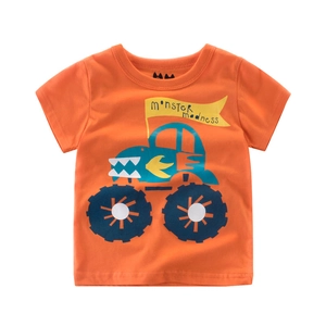 Kinder T-Shirt aus Baumwolle in Orange mit Monster-Truck-Grafik und Schriftzug