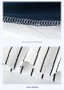 Détails des coutures soignées et de la doublure intérieure du t-shirt rayé pour garçon