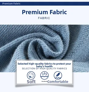 Macro detail of breathable light blue cotton knit fabric for children sports pants
