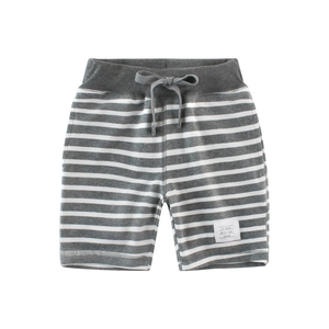 Classic striped cotton shorts for boys featuring an elastic waist and adjustable drawstring