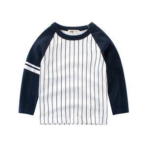 T-Shirt Manches Longues Enfants Coton Rayé Raglan Tee Décontracté Printemps Automne Col Rond Haut
