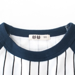 T-shirt rayé à manches longues pour enfants avec col rond bleu en coton respirant