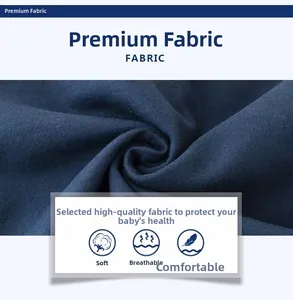 Close-up of soft breathable dark blue knit fabric for baby clothing material texture