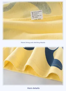 Detailed view of yellow cotton kids T-shirt featuring neat inner stitching and hem finish