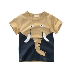 Kurzärmeliges Jungen-T-Shirt aus Baumwolle mit minimalistischem Elefanten-Print