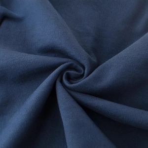 Navy blue knitted cotton fabric of the children sweatshirt with smooth texture and soft feel
