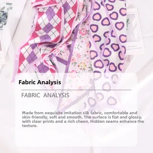 Détail d'un foulard en soie imprimé avec motifs floraux et coutures invisibles
