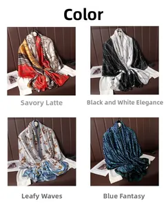 Macro detail of silk-like scarf texture with elegant geometric and floral artistic patterns