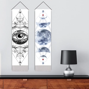 Vertical moon phase moon eclipse tapestry set with tassels for living room wall decor