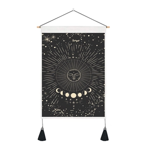 Nordic tarot sun and moon tapestry with scorpion and libra zodiac motifs and tassels