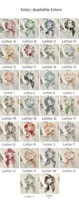 Collection of 26 printed silk ribbon scarves featuring letters A to Z for neck and bags