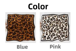 Detailed comparison of leopard print satin scarves in brown and cream color options