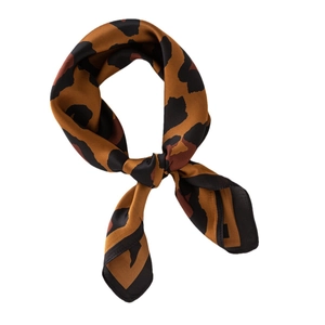 Elegant leopard print silk scarf for women featuring a stylish knotted ring shape