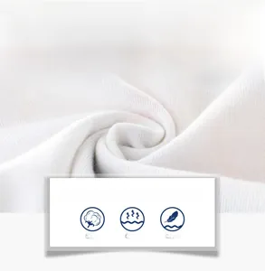 Close-up of soft breathable white cotton knit fabric for boys cartoon summer t-shirts