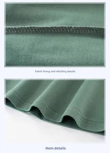 Vue détaillée des coutures intérieures et de la finition de l'ourlet en coton vert