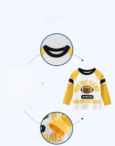 Détails d'un t-shirt en coton pour garçon style rugby avec coutures et poignets côtelés