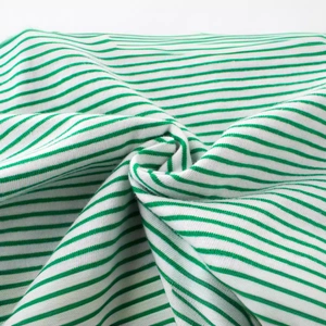Green and white striped cotton knit fabric for summer boys' short sleeve t-shirts