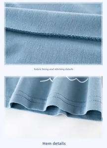 Gros plan détaillé du tricot de coton bleu montrant les surpiqûres et les finitions