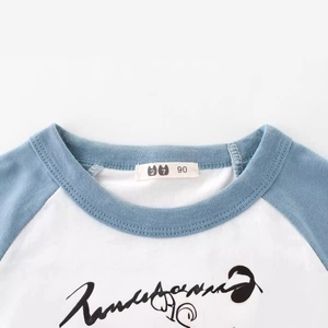 Kids short sleeve raglan t-shirt in sky blue and white with cartoon car text print